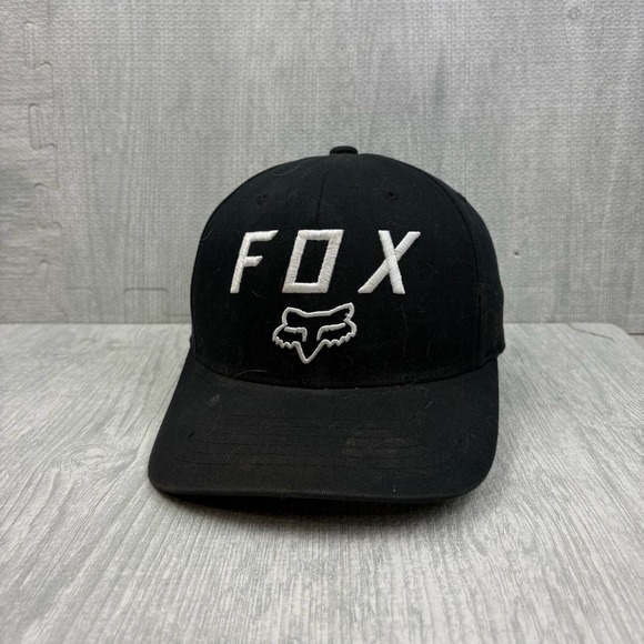 Vintage Y2K Fox Racing Hat Cap Snapback Black Canvas Motocross Racing Flex Fit - Picture 1 of 6